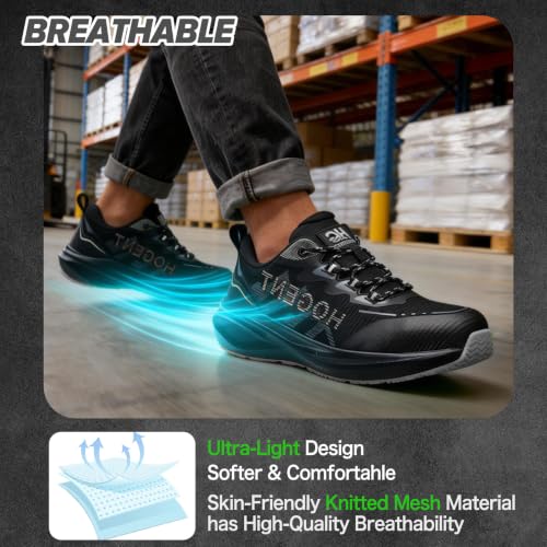 Hogent Steel Toe Shoes for Men, Lightweight Slip Resistant Work Shoes - image 6