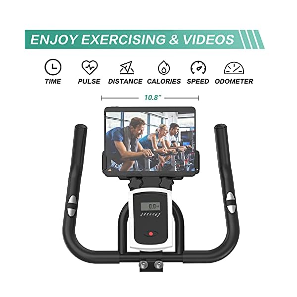Indoor Cycling Bike Stationary - Exercise Bike for Home Cardio Workout with Comfortable Seat Cushion & Silent Belt Drive & Pad Holder