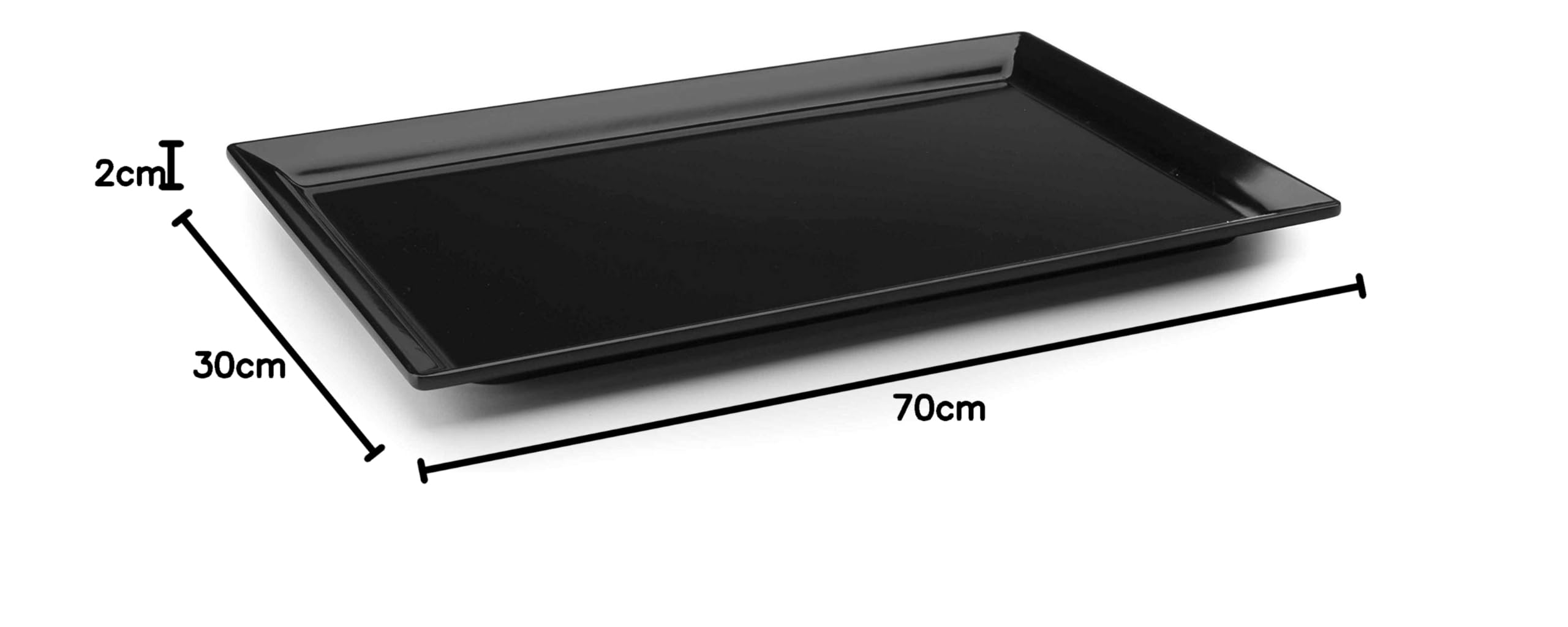 LACOR 63546 - Bandeja Rectangular De Melamina Classic 70x30x2cm- Negro | En melamina resistente, para hornear, servir y presentar; ideal para cocina profesional y uso diario en casa, muy práctico