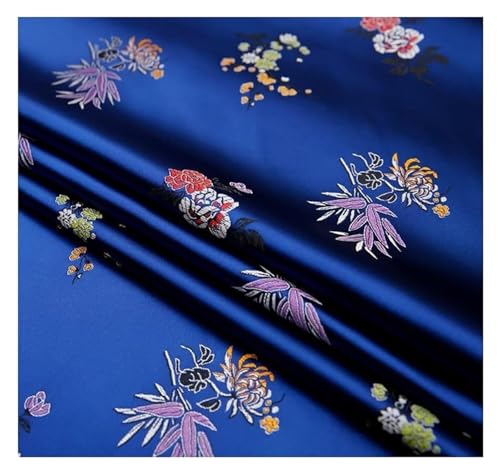 DQZRTUECA Tela de damasco brocado for coser vestidos de satén de seda, cheongsam y kimonos, multicolor(Dark Blue)