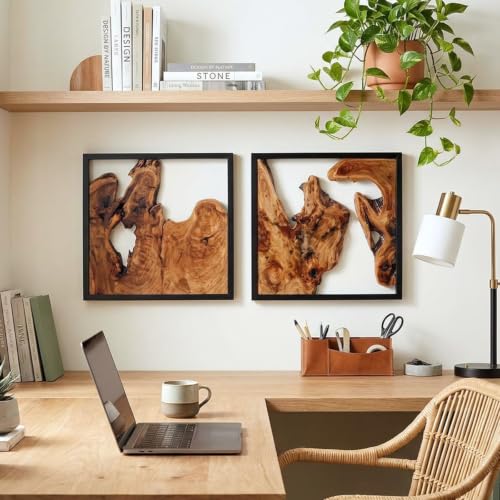 WELLAND Cedar Wall Sculptures, Set of 2, Live Edge Wood Art - Image 3