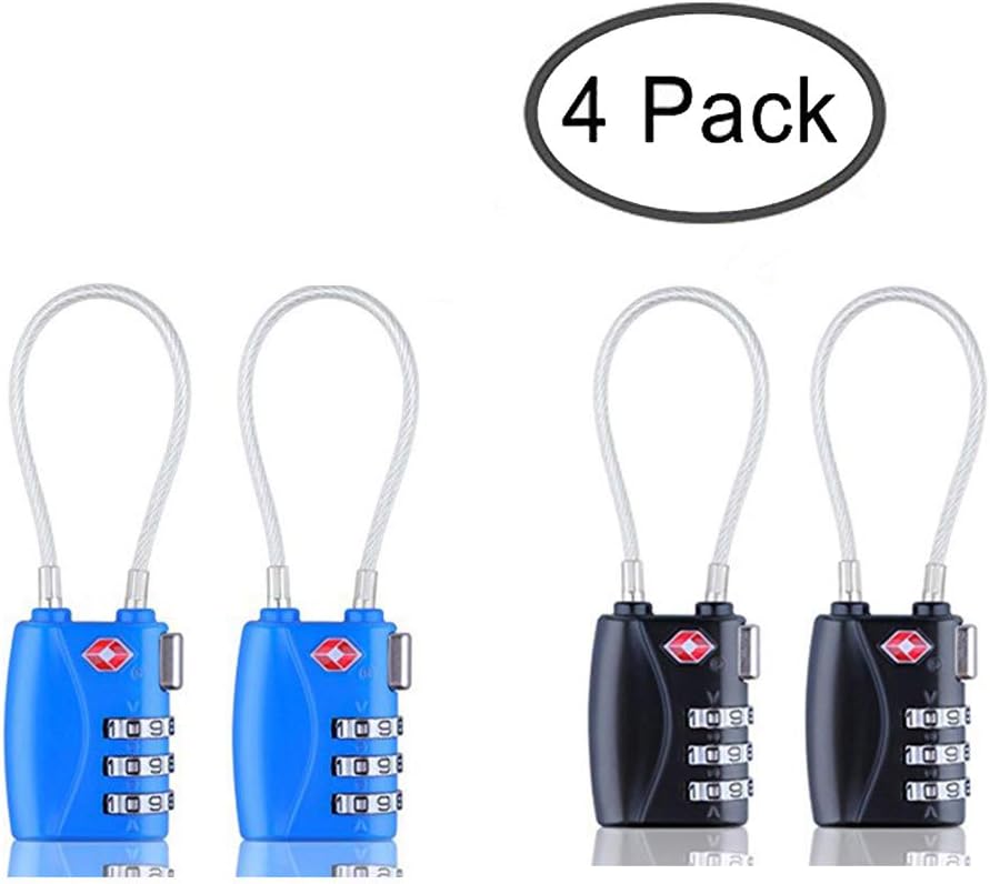 4pcs TSA Lock - Luggage Combination Lock,Zinc Alloy 3 Digit Travel Lock