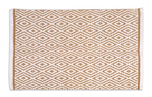 The Beer Valley Cotton Diamond Rug 21X34 Inches - Linen, Reversible Machine Washable Accent Rugs For Bedroom, Kitchen, Entryway, Bathroom #TOP1