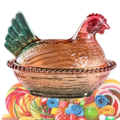 Geteawily Plato de para dulces de pollo, tarro de con forma de ave con tapa, tarros de almacenamiento de pollo para dulces, aperitivos, chocolate, galletas, cereales