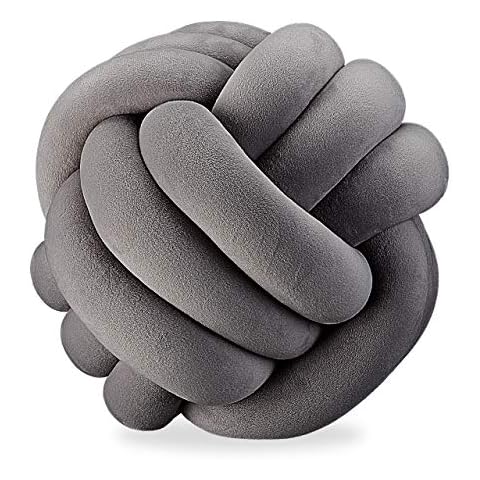 Relaxdays Nudo - Cojín retorcido para sofá, Decorativo, escandinavo, Almohada de Ovillo, Gris Oscuro, poliéster, Espuma Cover