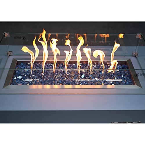 Stanbroil 10-Pound Fire Glass - 1/2 Inch Reflective Tempered Fire Glass For Fireplace Fire Pit, Pacific Blue Reflective #TOP5
