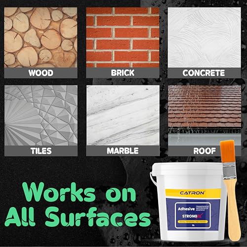 Image of Catron 5L /5Kg Transparent Waterproof Glue with Brush for Crack Seal, Roof Water Leakage Solution, Indoor and Outdoor Epoxy Resin Adhesive Strongx Sealant | for Bathroom, Walls, Tiles and Pipes