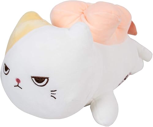 MINISO Almohada de peluche de gato de sushi de 14 pulgadas, bonita muñeca de peluche Kawaii Almohada de gato que abraza el cuerpo Manta de felpa