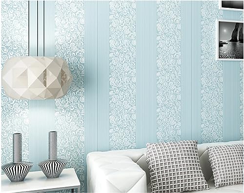 Papier peint intissé bleu gaufré masquant les défauts