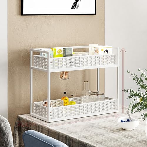 Estantería ligera con marco de metal blanco para estanterías y encimeras, 40 x 20 x 35 cm, ideal para la oficina y el hogar, solución versátil