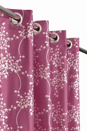 GOYCORS Flower Printed Polyester Window Curtains 6 feet Long Set of 1 Curtain, (Wine 4 feet x 6 feet)