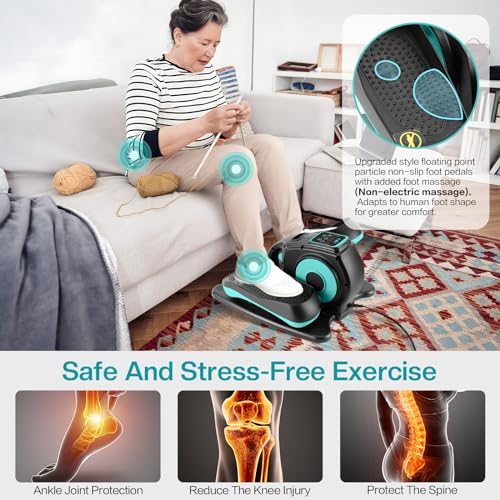 AODI Under Desk Elliptical Machine, Ellipse Leg Exerciser for Seniors Adults, Adjustable Speeds Elliptical Trainer with Remote Control, Quiet & Portable Mini Seated Pedal Exerciser for Home Office Use - Thumbnail 5