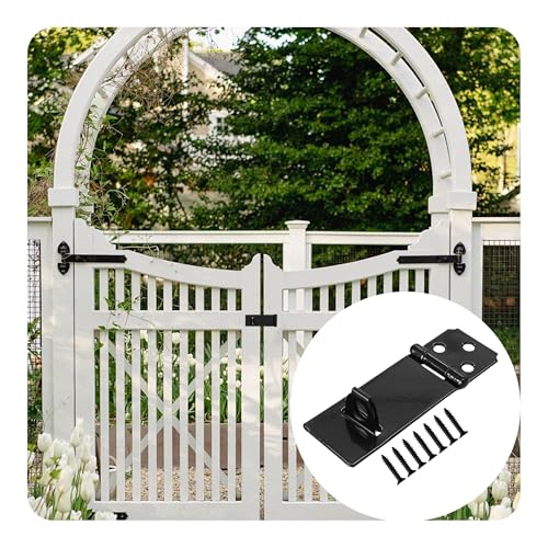 Image of 6PCS 3 Inch Padlock Hasp Latch, Black Iron Door Slide Bolt Lock Security Gate Clasp Hardware with Screws for Home Garden Yard Wooden Fence Cabinet Window Pet Cage