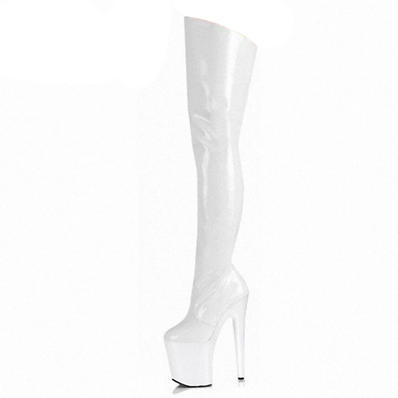 Unisex Herren Damen Plus Size Overknee High Heel Stiefel, 8 Zoll Stiletto Heels Oberschenkelhohe Stiefel, Sexy Stripper Club Fetisch Wear Schuhe