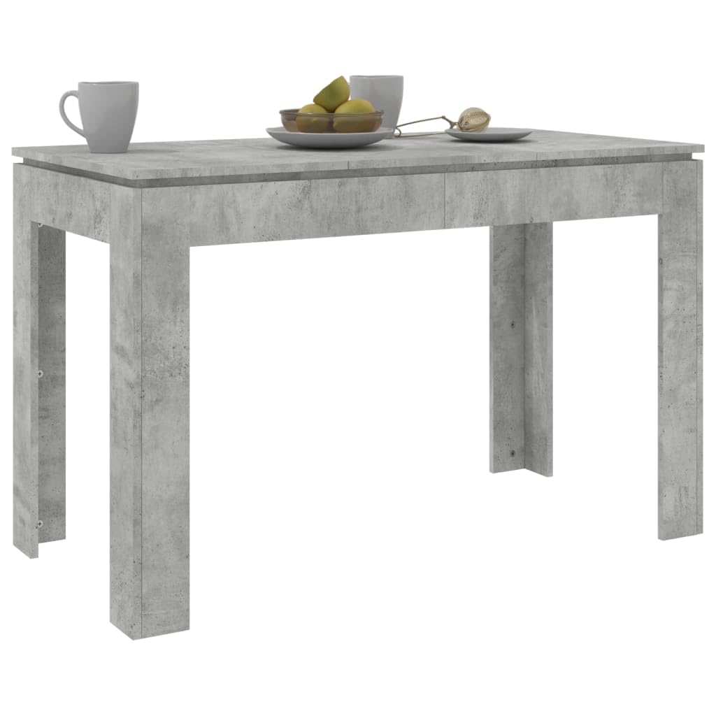 Table de salle à manger pour salon - 120 x 60 x 76 cm - Gris béton - Matériau bois - Minimaliste - Résistant à l'humidité - Table à manger robuste pour collations, vases