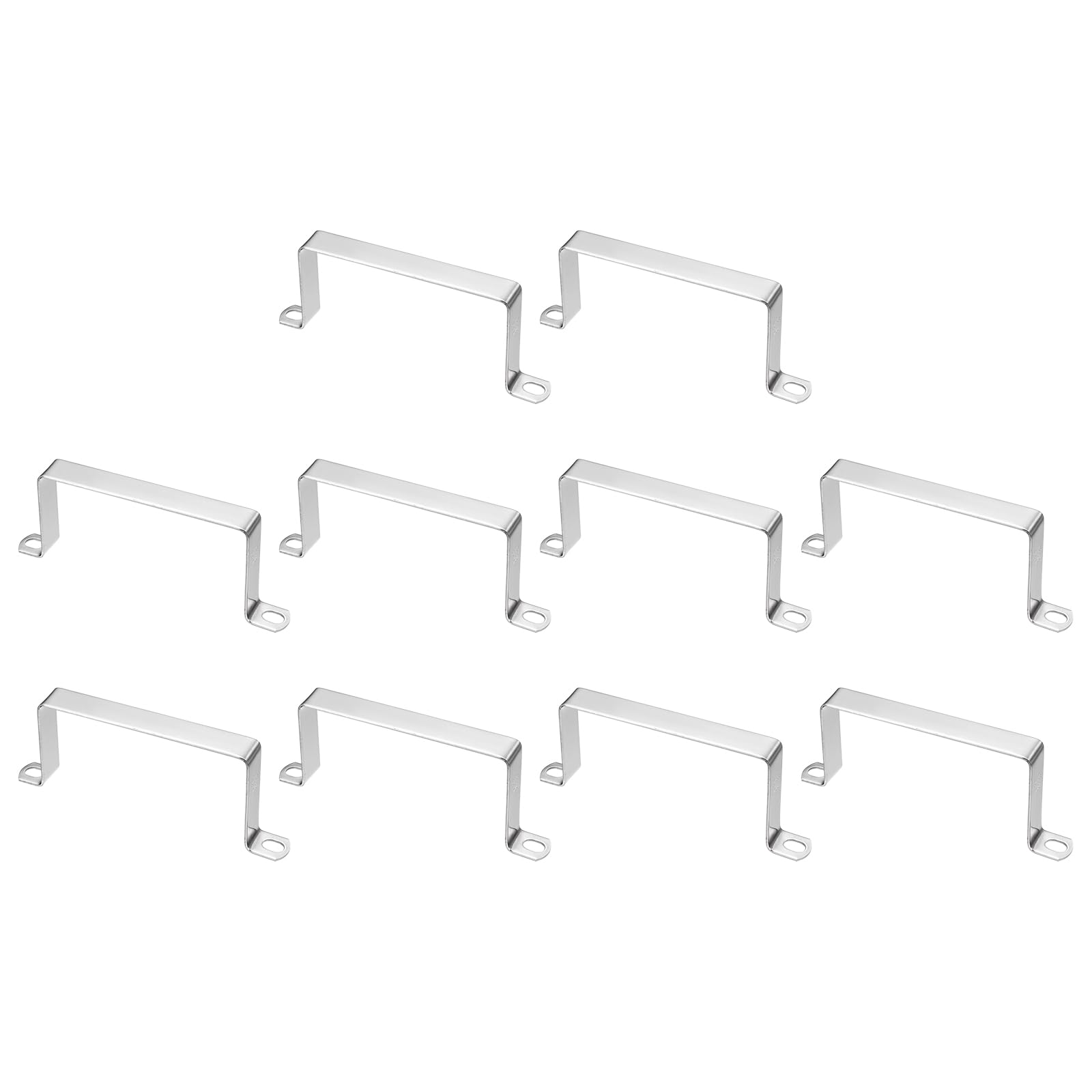 sourcing map 10pcs Square Pipe Clamp 60x120mm 304 Stainless Steel Thickened Square Tube Buckle U Shaped Tube Clamp Strut Connector for Pipe Hose Cable, Silver