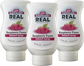 Raspberry Reàl Infused Exotics, Raspberry Puree Infused Syrup, 16.9 FL OZ Squeezable Bottle (Pack of 3)
