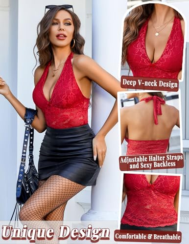 Avidlove Lace Tops for Women Sexy V Neck Halter Top Womens Tank Tops Going Out Concert Y2k Crop Tops S-XXL3