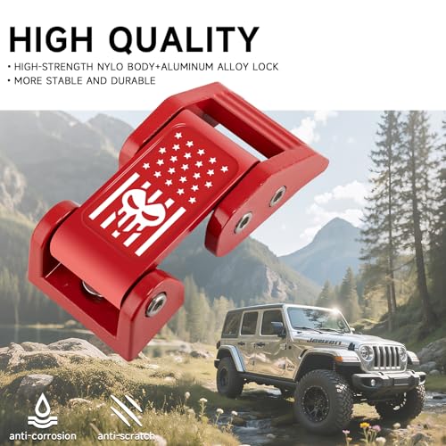 Image of Hood Latch Aluminium Alloy Hood Catch Kit Compatible with Jeep Wrangler JK /JKU 2007-2018, JL /JLU 2018-2025 & Jeep Gladiator 2020-2025