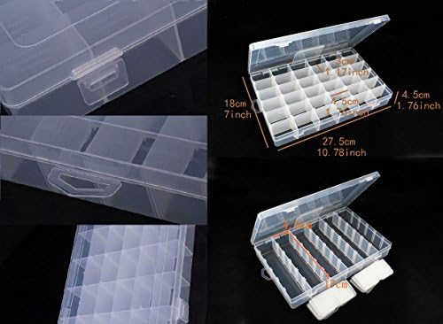 DJUNXYAN Large Transparent Thick Hard 36 Grids Adjustable Compartment Slot Plastic Craft Storage Box Organizer For Toy Desktop Jewelry Accessory Drawer Or Kitchen