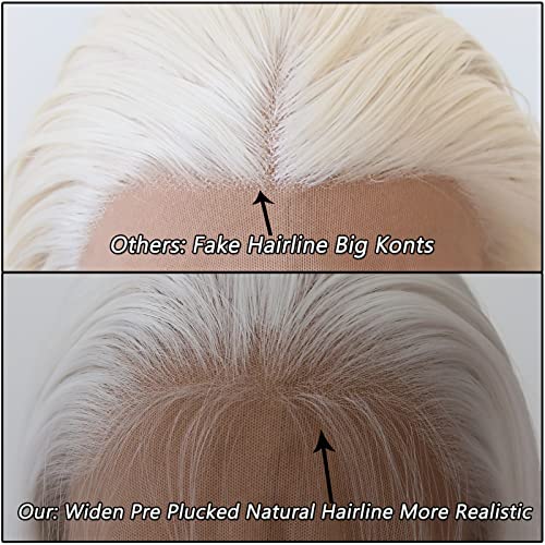 Towarm Snow White Synthetic Lace Front Wig for Women - Long Straight Lace Front Synthetic Wig with Pre-Plucked Natural Hairline and Baby Hair for Cosplay and Daily Wear