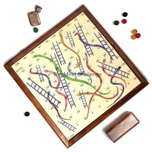 Image of Classic Handmade Wooden Snake% ladders Magnetic Travel Board Game(Large Size on high dimand of customers 14x14 Inchs)