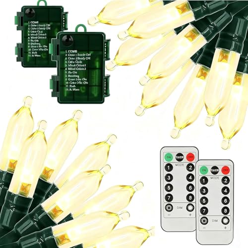 MZD8391 2 Pack Total 66ft 200 LED Christmas Lights Battery