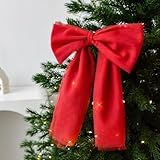 Photo Gallery heibteny 1 pezzo di filato a rete per albero di natale con fiocco, 30 cm, ornamento per albero di natale, con design scintillante, decorazione per interni, casa, feste, festival (rosso scuro) Photo Gallery heibteny 1 pezzo di filato a rete per albero di natale con fiocco, 30 cm, ornamento per albero di natale, con design scintillante, decorazione per interni, casa, feste, festival (rosso scuro)