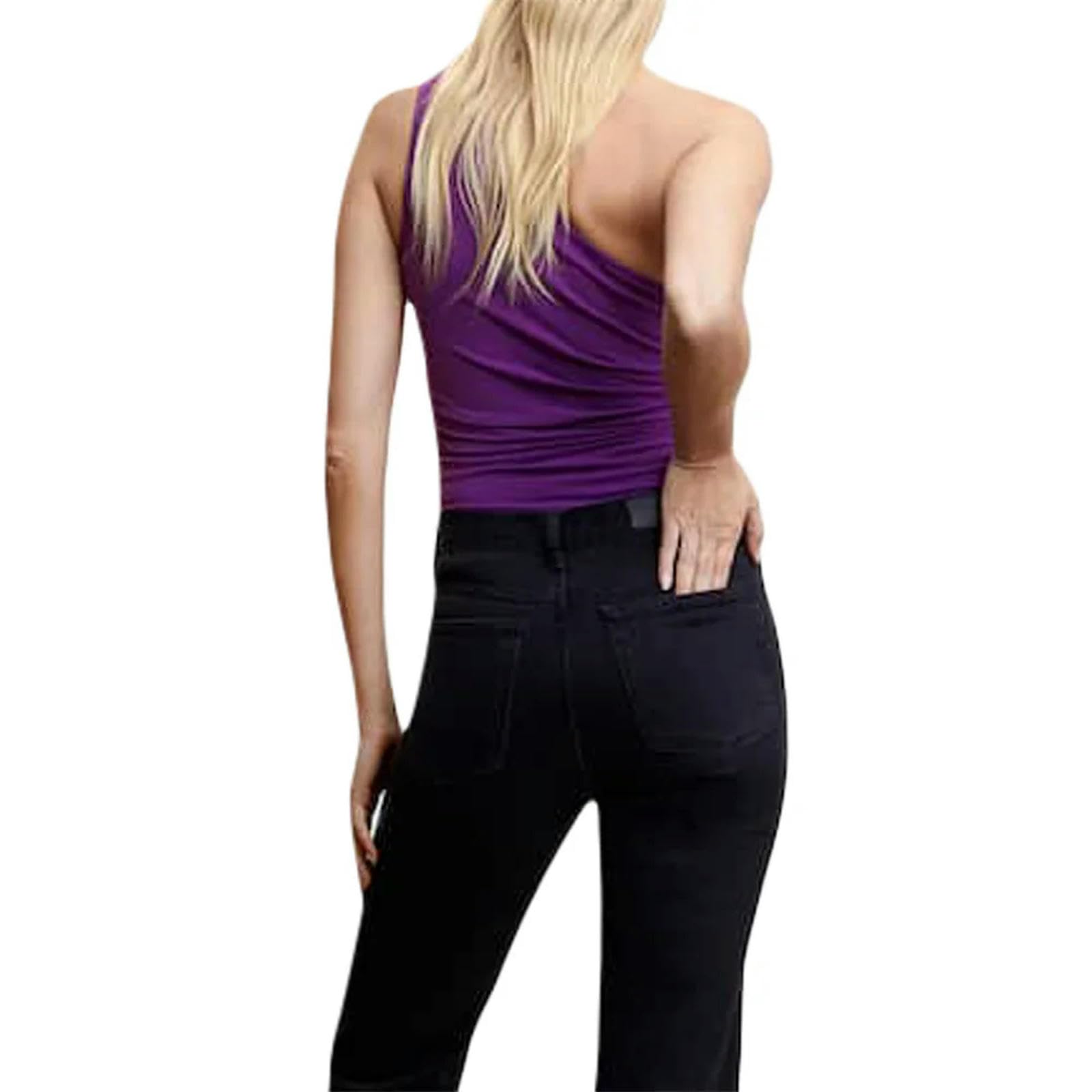 Camisola de Tirantes Fruncida con un Hombro al Descubierto para Mujer, Top Corto Y2k con Malla Floral 3D, Top Ajustado, Ropa de Club, Estilo 5, Negro, M