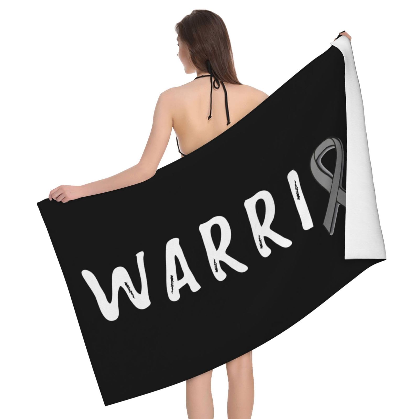 HLBSDM Microfiber Warrior Brain Cancer Awareness Beach Towel Quick Dry Soft Sand Free Beach Towels for Pool Swim Beach Lightweight Thin Towels