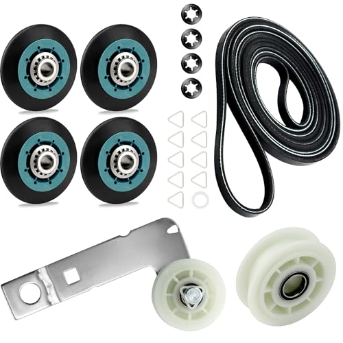 Upgraded WPW10314173 4392067 Dryer Repair Kit fit for Whirlpool Maytag Bravos XL Dryer Parts MEDB835DW4 with Dryer Belt Drum Roller 279640 W10837240 661570V W10314171 2015 4392067VP 80047 prime&swift
