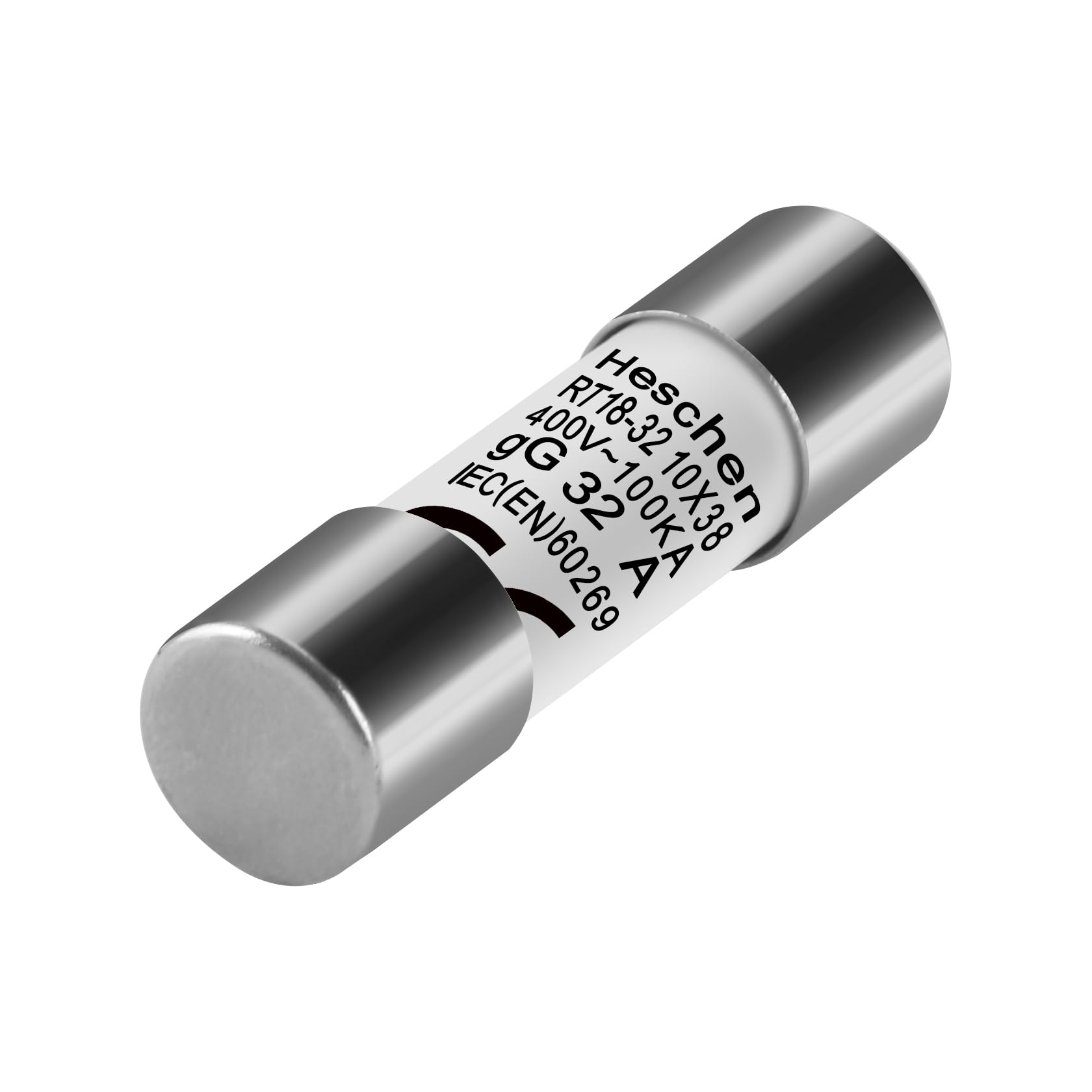 Heschen - Fusible cilíndrico de cerámica, RT18-32 (RO15), 10 x 38 mm, 32A 400V, CE, paquete 10 unidades