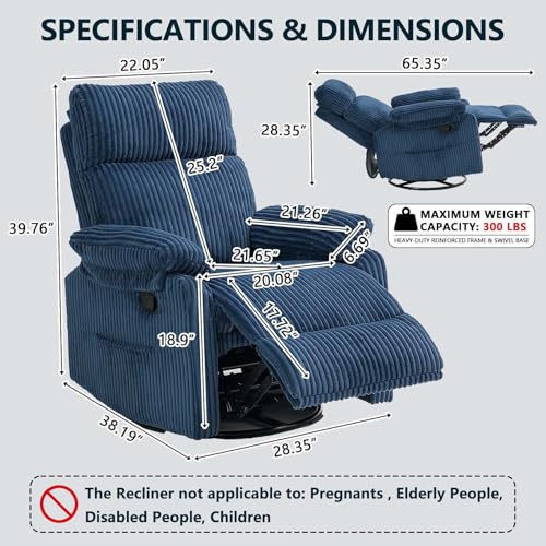 Sillón reclinable giratorio azul de cuerpo único miniatura 2
