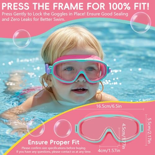 Image of Kids Swimming Goggles, Swimming Goggles for Kids 6-14, Anti Fog, UV Protection, No Leaking Wide Vision for Boys Girls