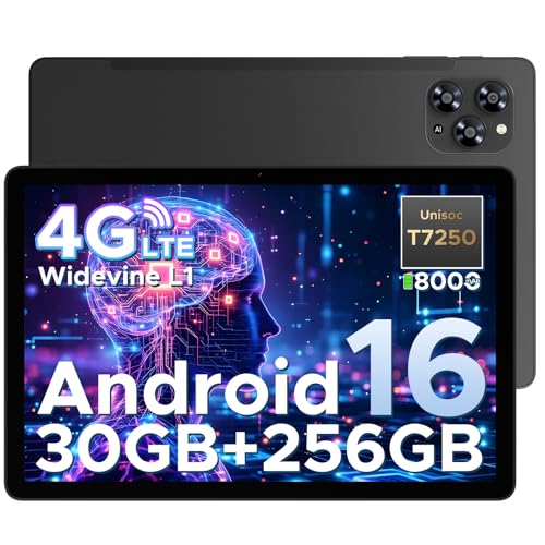 DOOGEE Tab G6 Android 16 Tablet 11 Zoll, 30GB RAM + 256GB ROM Tablet mit SIM Card Slot, 90Hz Display, Unisoc T7250 8000mAh Akku Tablets PC, Widevine L1, 13MP, 4G LTE, 3,5mm Audio/5G WiFi/Face ID/GPS