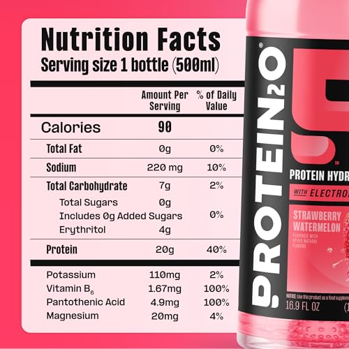 Image of Protein2o Hydration Drink - 2-in-1 Liquid Clear Whey Protein Isolate and Electrolyte Drink - 20g Protein, Vitamins B5, B6 - Post-Workout Recovery - 16.9 Fl Oz - 12 Count Variety Pack