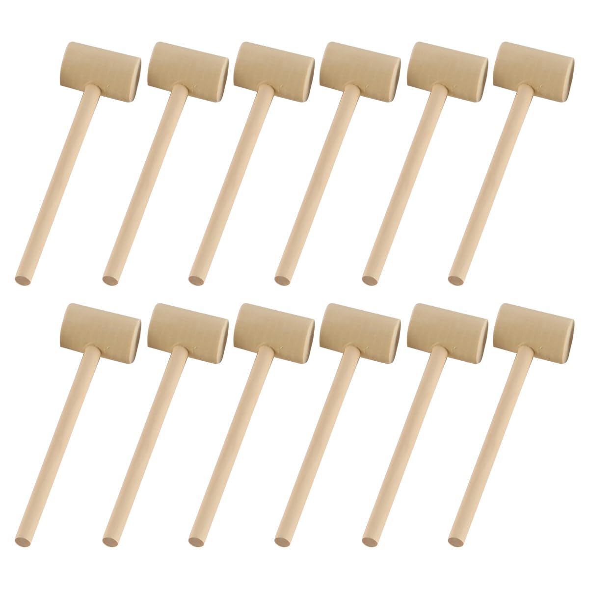 Muiltvoe 12 PCS Mini Wooden Hammer Small Solid Hardwood Mallet Party Game Props Mallet Hammer for Chocolate Breakable Heart Shellfish Cracking Tool