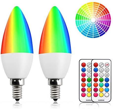 DoRight E14 LED Colour Changing Candle Bulbs, 3W Dimmable Multi Color E14 RGBW Light Remote Control, Memory & Timing Function, 40W Equivalent SES Small Edison Screw, RGB + Warm White 3000K (2-Pack)