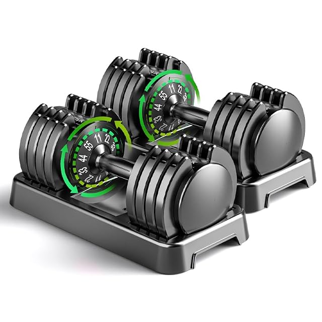 25 55lb Pair Adjustable Dumbbell Set Adjustable Dumbbells Set of 2 5 in 1 10 in 1 Free