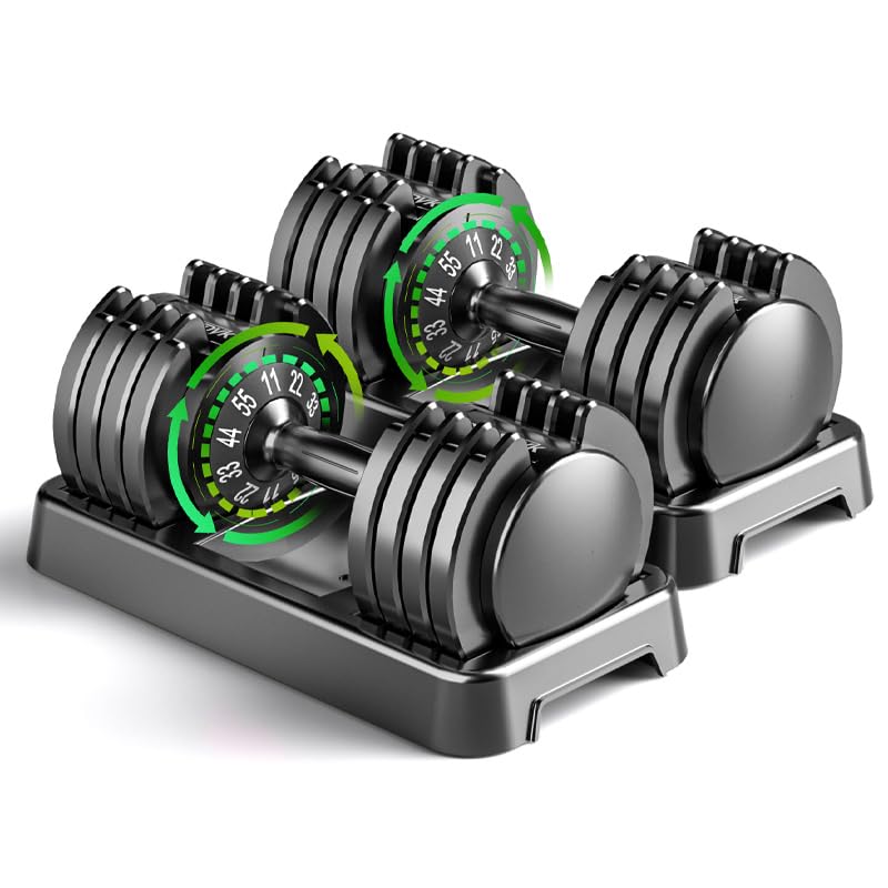 25 55lb Pair Adjustable Dumbbell Set Adjustable Dumbbells Set of 2 5 in 1 10 in 1 Free