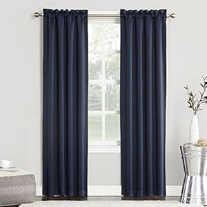 Sun Zero Easton Energy Saving Blackout Rod Pocket Curtain Panel, 40″ x 84″, Navy Blue
