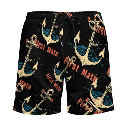 First Mate Anchors Mens Swim Trunks with Quick-Drying Lining Beach Shorts for Outdoor Sports3