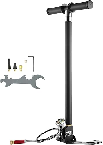 VEVOR Bomba manual PCP, 4 etapas, 30Mpa 4500 PSI de alta presión PCP de llenado de rifle de aire con medidor de presión de filtro de aceite y