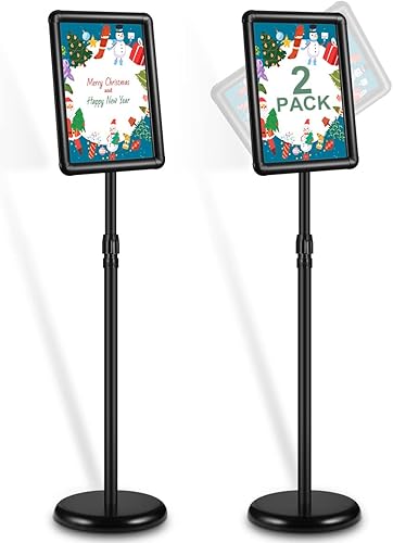 Soporte para letreros, paquete de 2 soportes ajustables para letreros con base, 8.5 x 11 pulgadas, letrero de vista vertical y horizontal, marco
