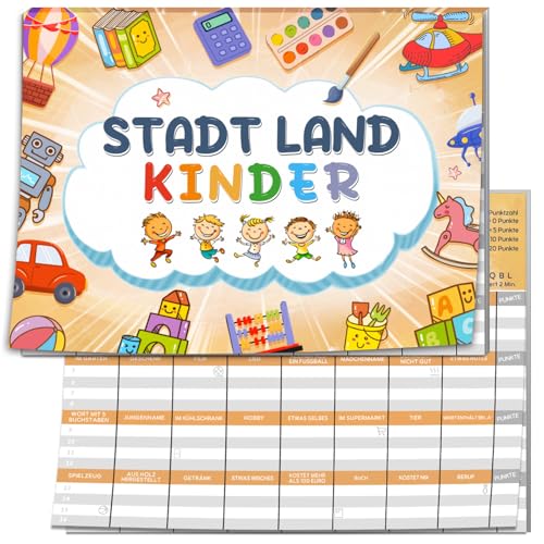 Stadt Land Kinder Kartenspiel, Geschenk für Junge Mädchen ab 7 8 9 10 Jahre, Geschenkidee zu Kommunion Erstkommunion Geburtstag, Ostergeschenke, Activity Junior Spiel 2026, Mitgebsel Kindergeburtstag