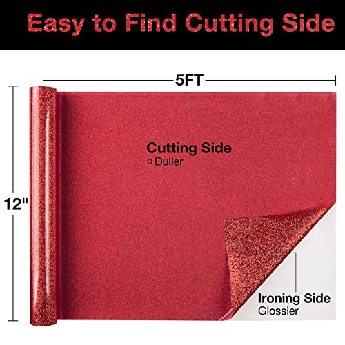Torc Red Glitter Htv Heat Transfer Vinyl Roll 12 Inch X 5 Ft Iron On Vinyl For T Shirts Crafts #TOP1