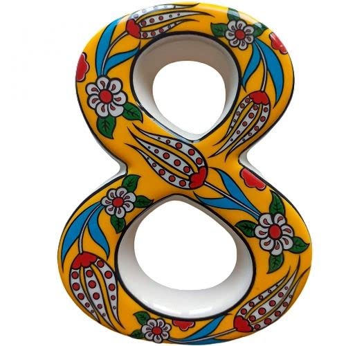 Ceramic house numbers with tulip design and several colors (Yellow, 8)