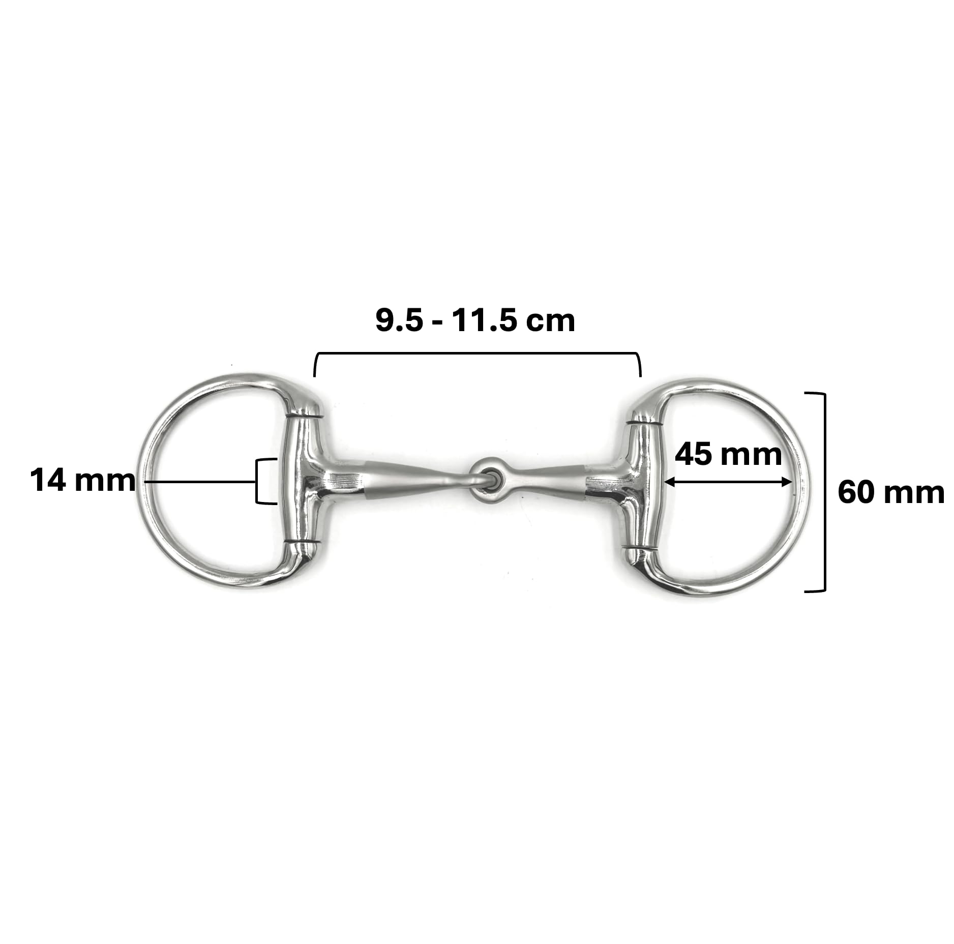 ES0279 Gebiss Olivenkopfgebiss Olivenkopftrense Einfach Gebrochen mit sandgestrahlten Mittelteil aus Edelstahl Ringdurchmesser 70 mm Gebissstärke 14 mm (9.5 cm)