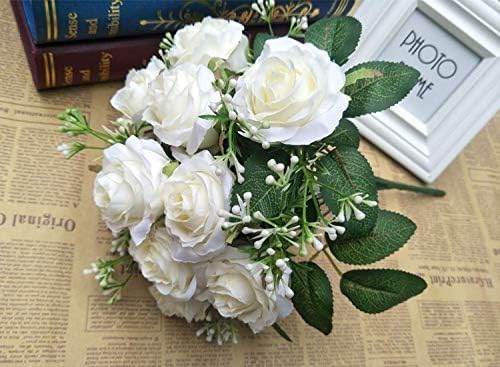 Rose Artificiali Con Vaso - 12 Fiori Setà Per Cimitero E