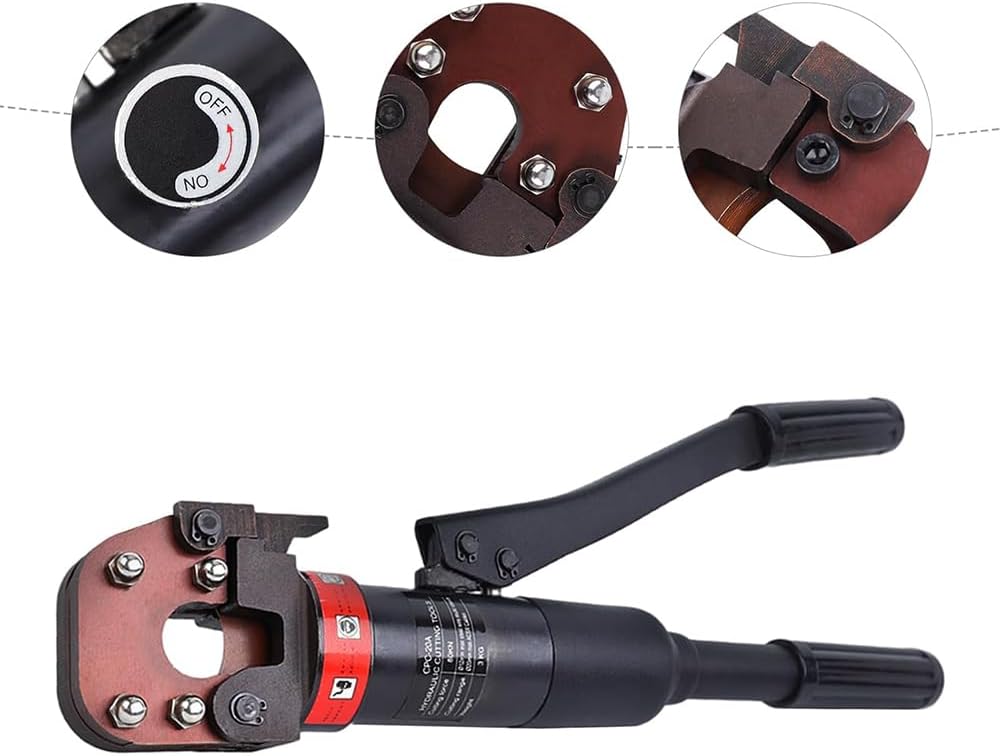 Hydraulic Cable Cutter, 6T Wire Rope Cutting Tool 420mm Wire Shear Scissor Bolt Cutter for Copper, Aluminum, and Steel Wires 4-20mm Black,CPC20A